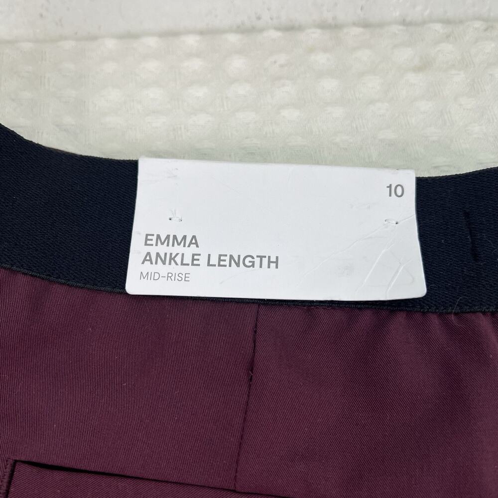 Liz Claiborne Emma Ankle Pants Womens 10 Burgundy Slim Leg Career Stretch NWT - Picture 10 of 10